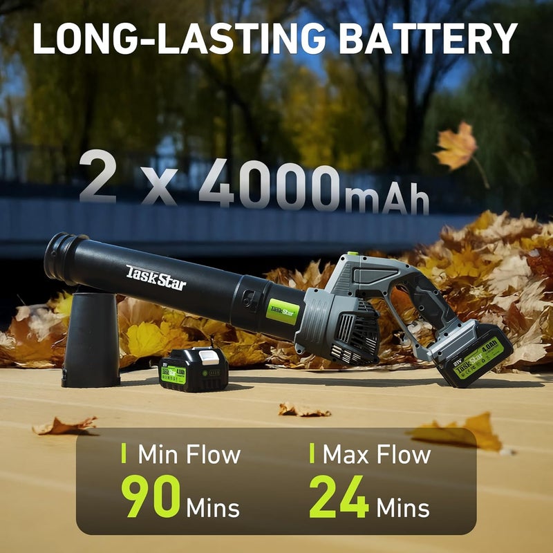 TaskStar Leaf Blower for Lawn: 550CFM Battery Electric Cordless Small Blower with Swivel Head Total 8.0 Ah Battery & Charger - Mini-Leaf for Decker Car Patio Yard - Image 5